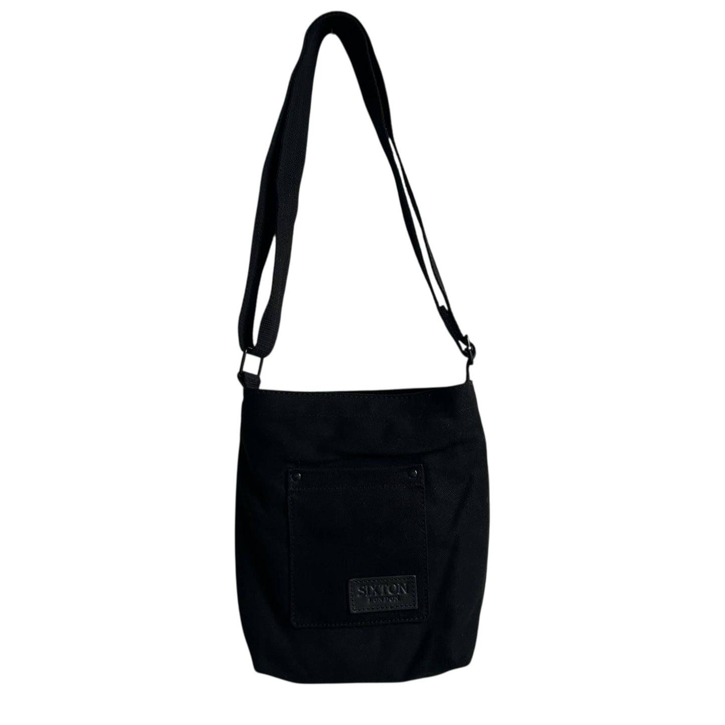 Sixton London Lisbon City Bag - Black Plain Cotton Canvas