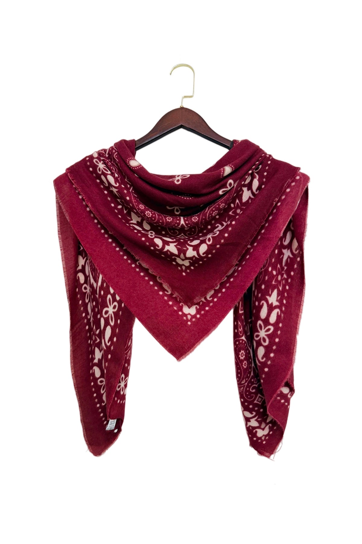 Vintage Paisley Print Oversized Square Scarf in Burgundy