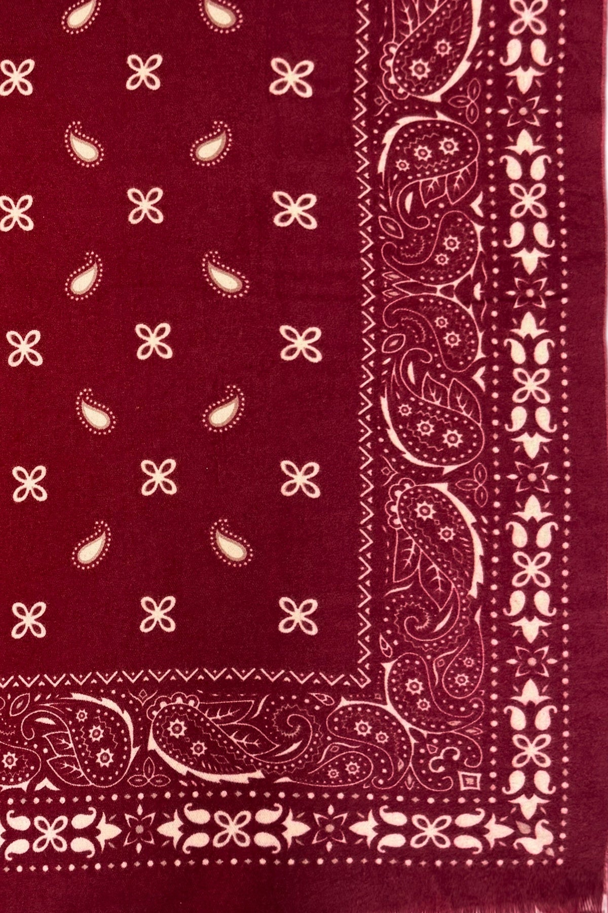 Vintage Paisley Print Oversized Square Scarf in Burgundy