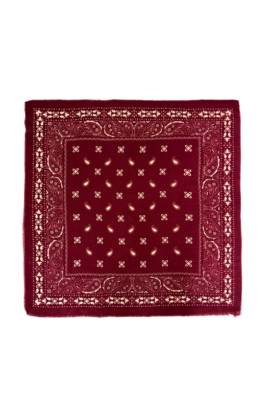 Vintage Paisley Print Oversized Square Scarf in Burgundy