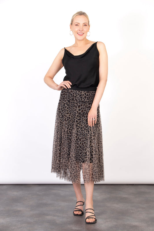 Miss Shorthair Eden Tulle Swing Skirt - Neutral, Leopard