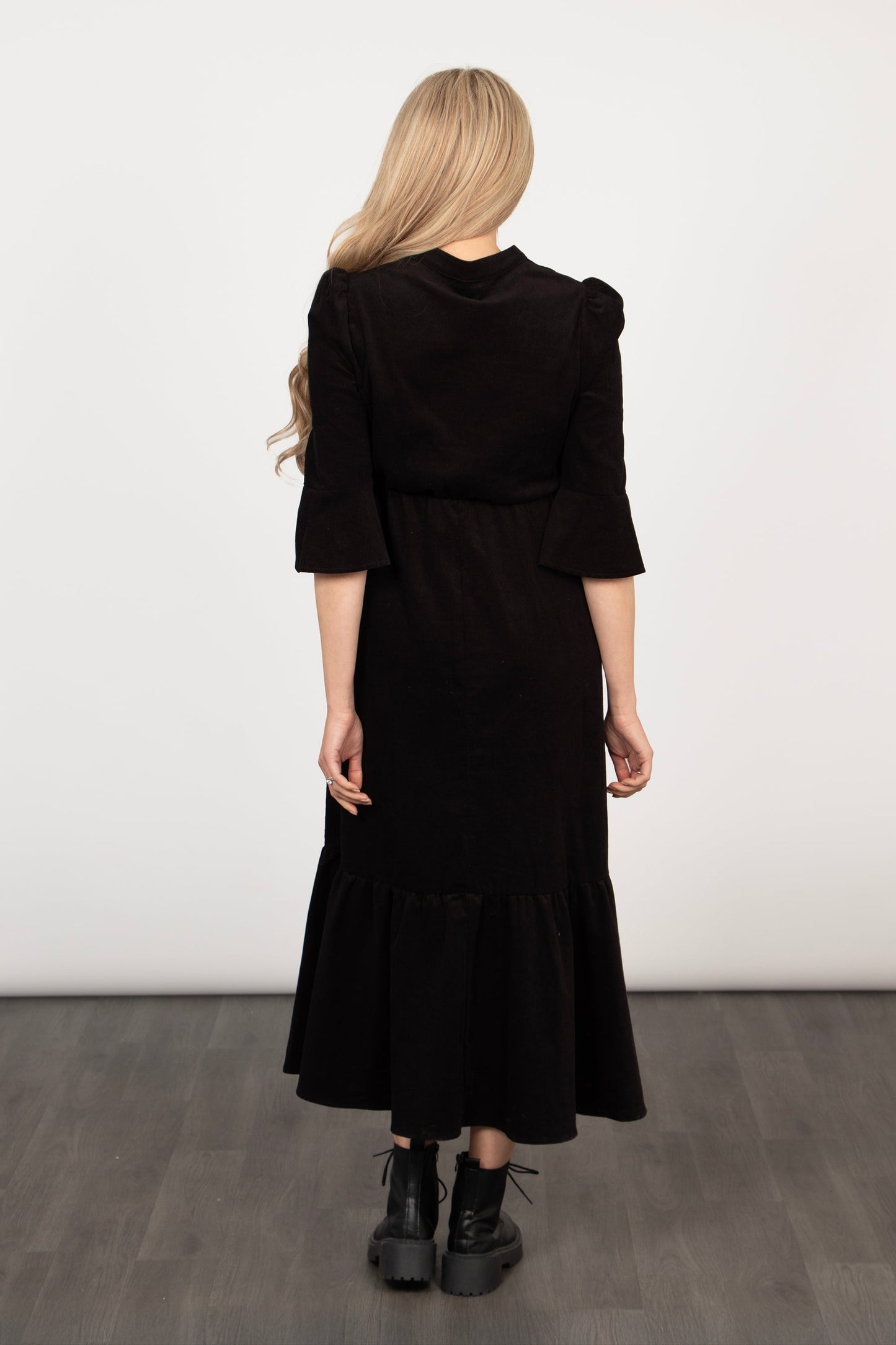 Lottie Cotton Midaxi Dress - Black, Baby-cord