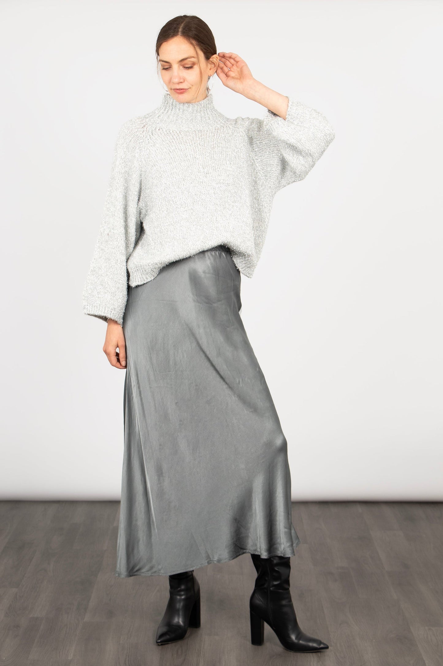 Cassie Slip Skirt - Pewter