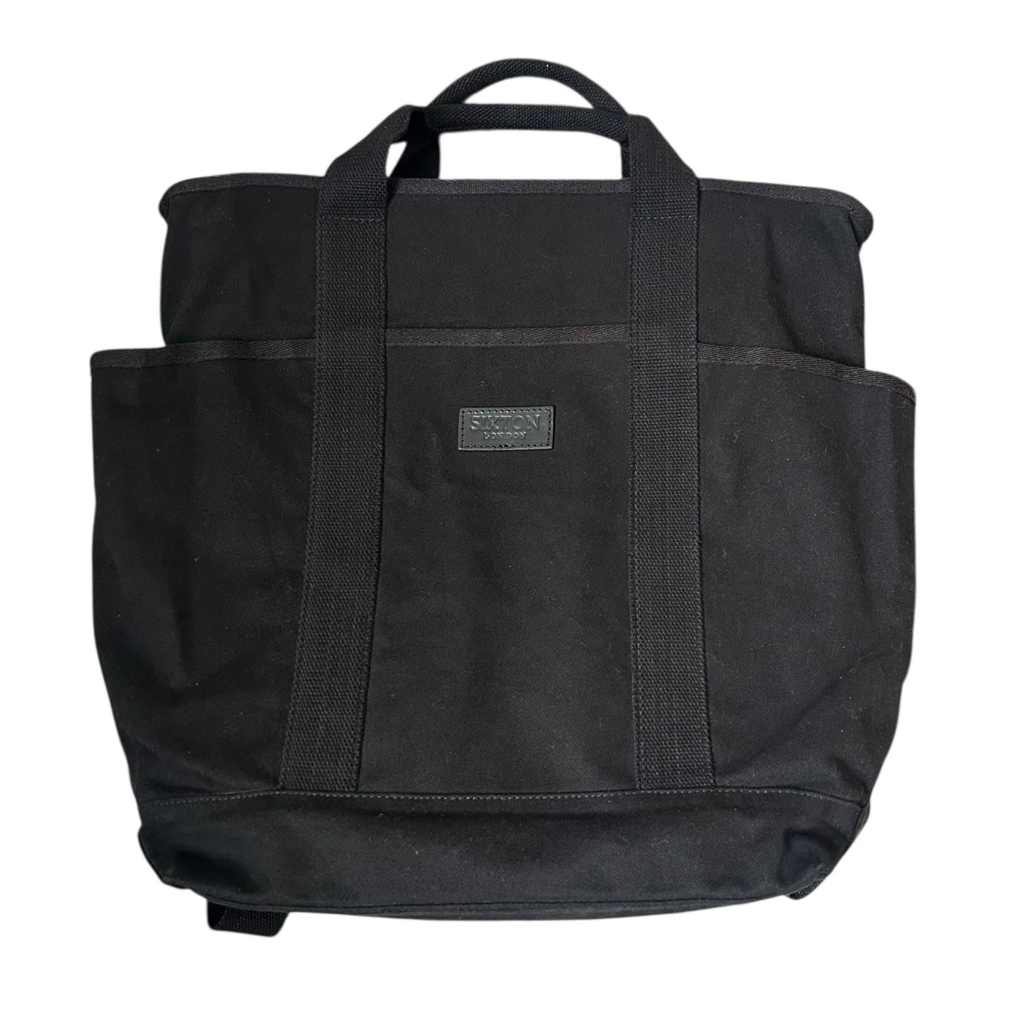 Sixton London Black Backpack- Plain Cotton Canvas