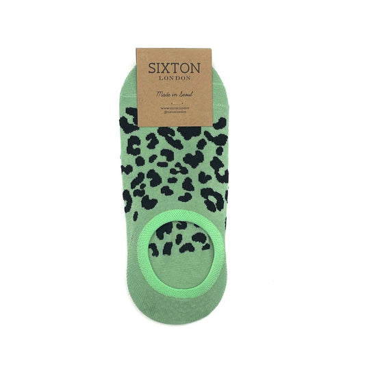 Sixton Leopard print trainer socks: Mint