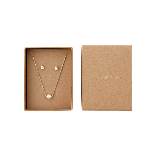 Pilgrim ALAYAH gift set, necklace & stud earrings, gold-plated