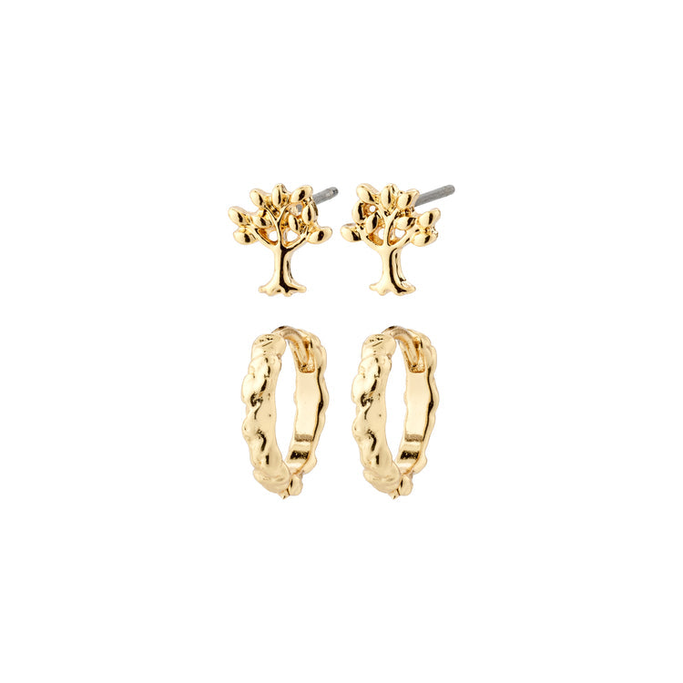 Pilgrim PIPER recycled gift set, earrings 2-in-1 set, gold-plated