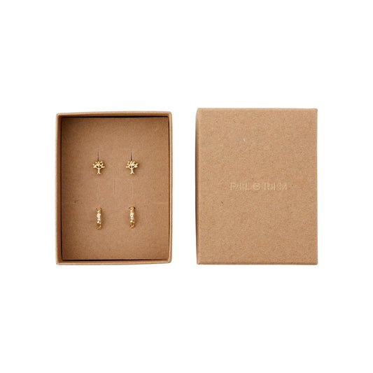 Pilgrim PIPER recycled gift set, earrings 2-in-1 set, gold-plated