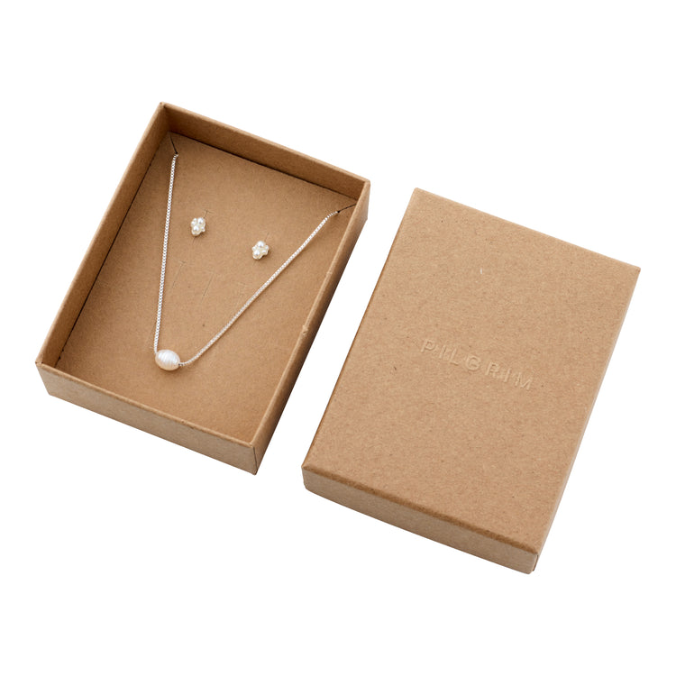 Pilgrim ALAYAH gift set, necklace & stud earrings, silver-plated