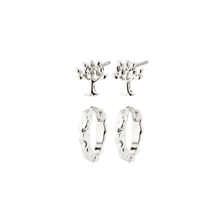 Pilgrim PIPER recycled gift set, earrings 2-in-1 set, silver-plated