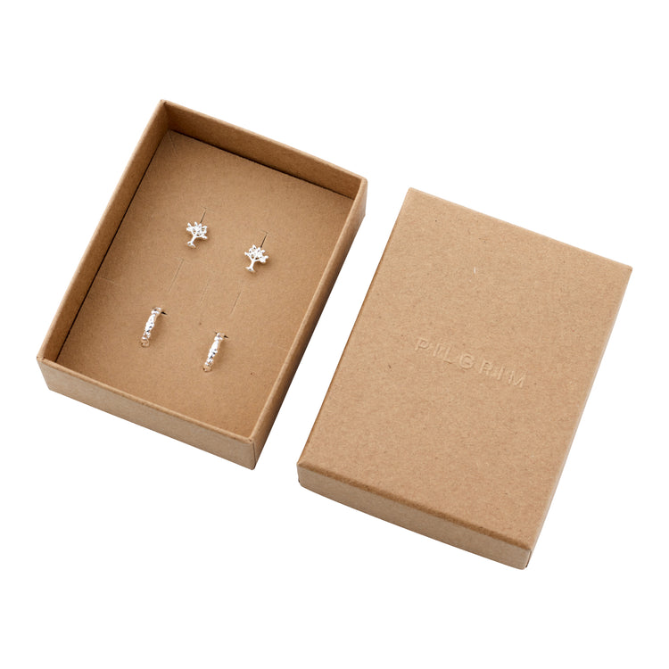 Pilgrim PIPER recycled gift set, earrings 2-in-1 set, silver-plated