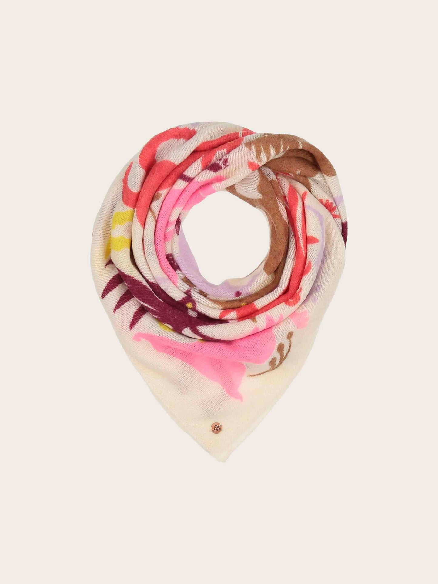 Fraas Square Wool Animal Motif Scarf in Exotic Orange