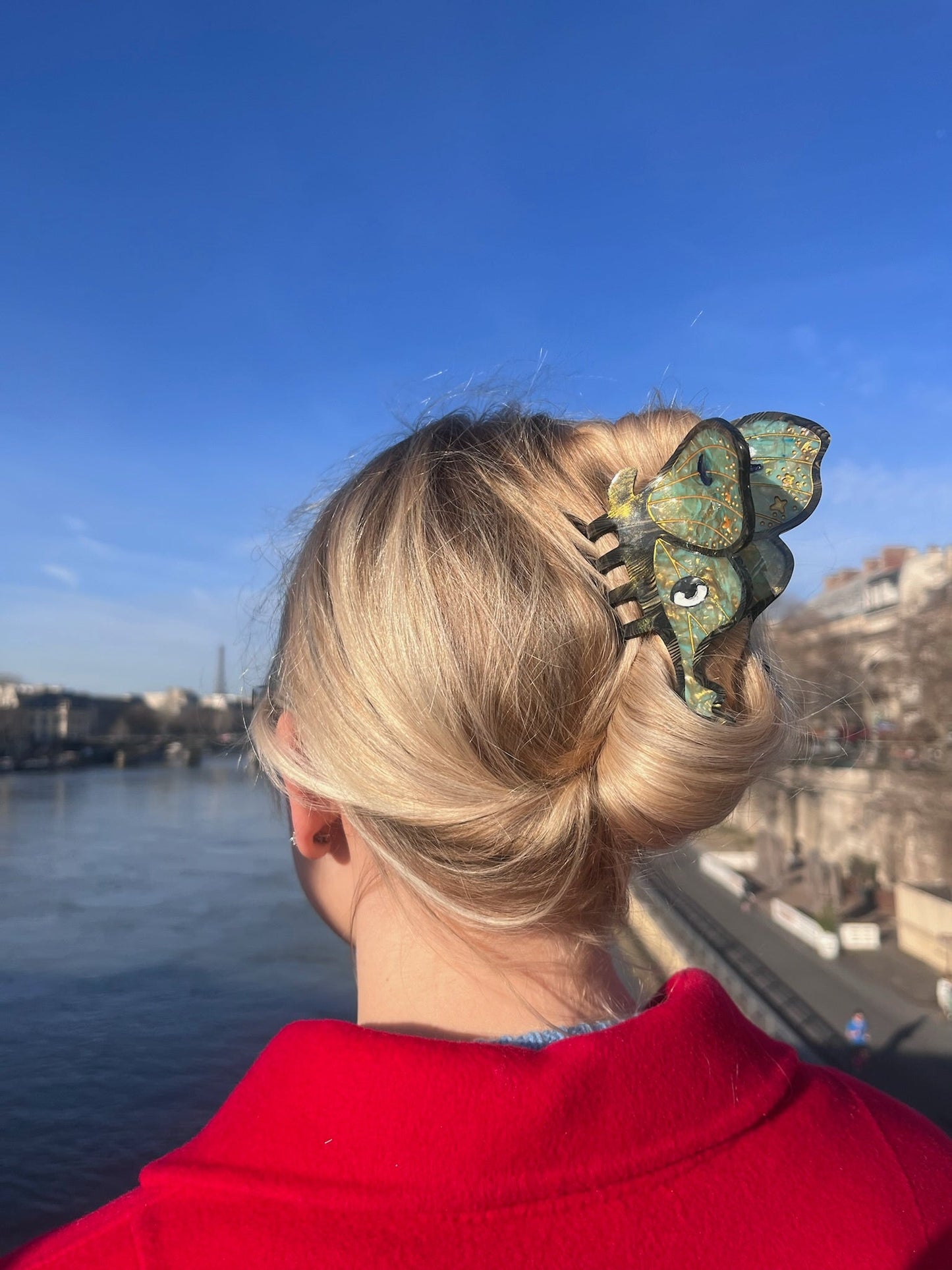 Solar Eclipse Hand-painted Luna Moth Claw Hair Clip | Eco-Friendly