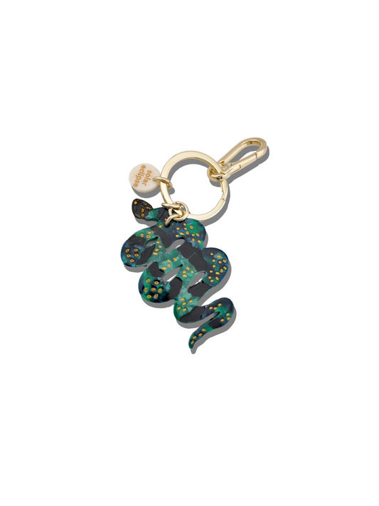 Solar Eclipse Hand-painted Snake Bag Charm + Keychain | Eco-Friendly