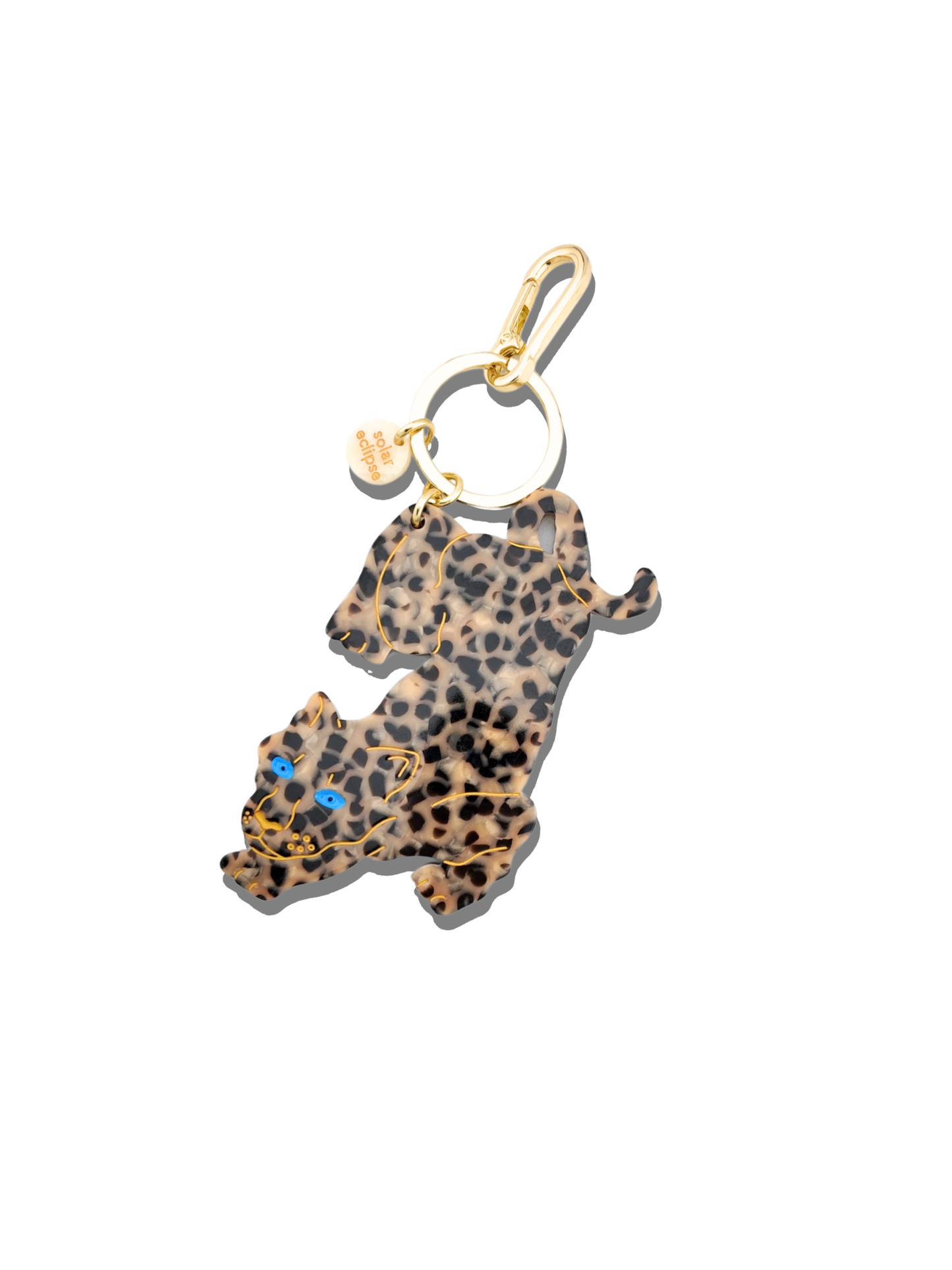 Solar Eclipse Hand-painted Leopard Bag Charm + Keychain | Eco-Friendly