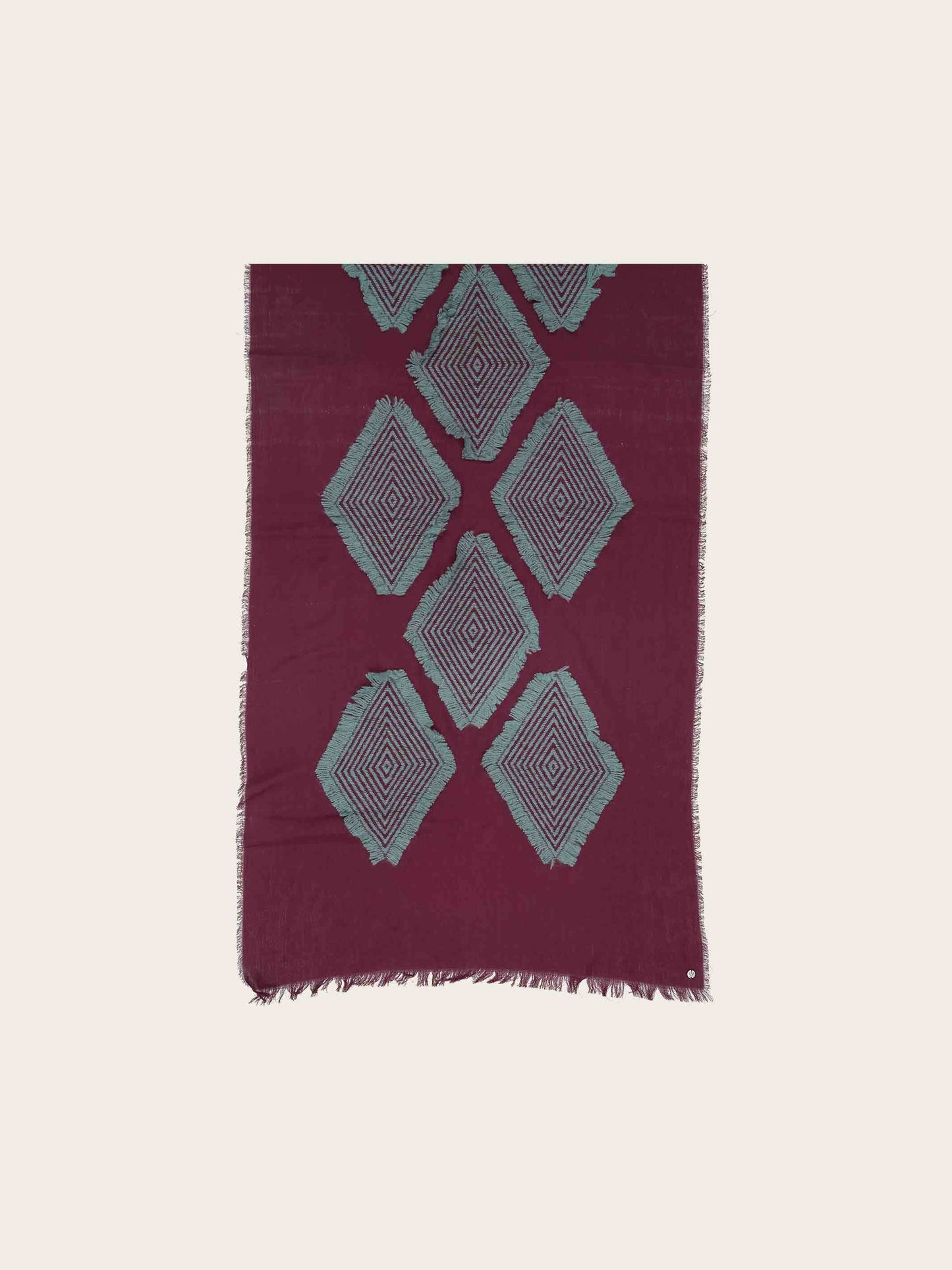 Fraas Sustainability Edition - Fil Coupé stole with geometric pattern in barolo