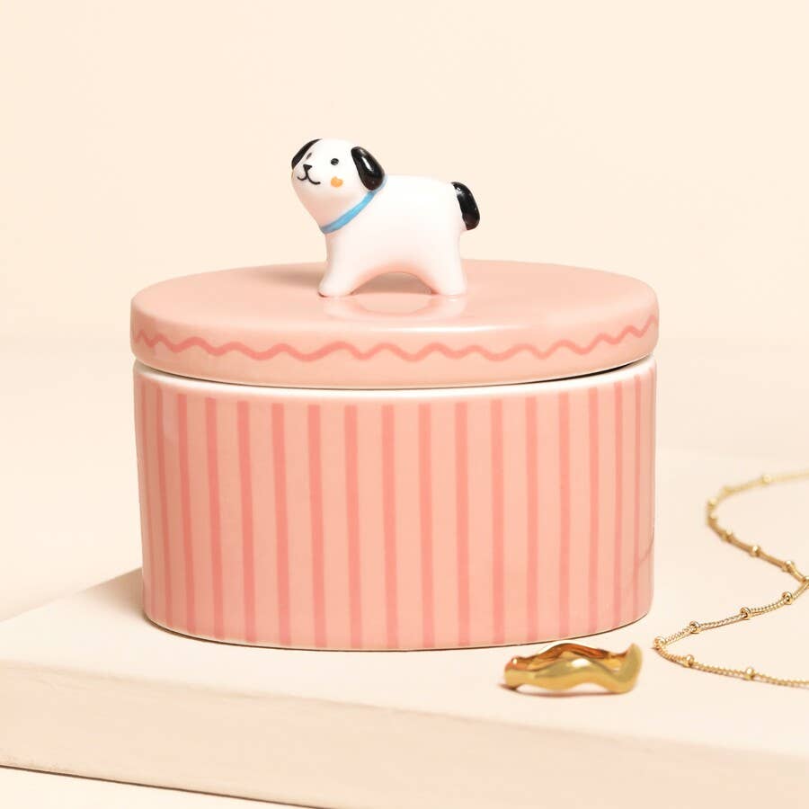 Lisa Angel - Pink Oval Dog Trinket Pot