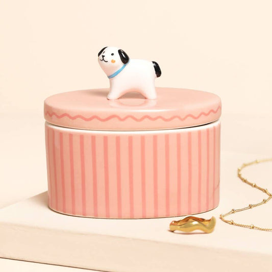 Lisa Angel - Pink Oval Dog Trinket Pot