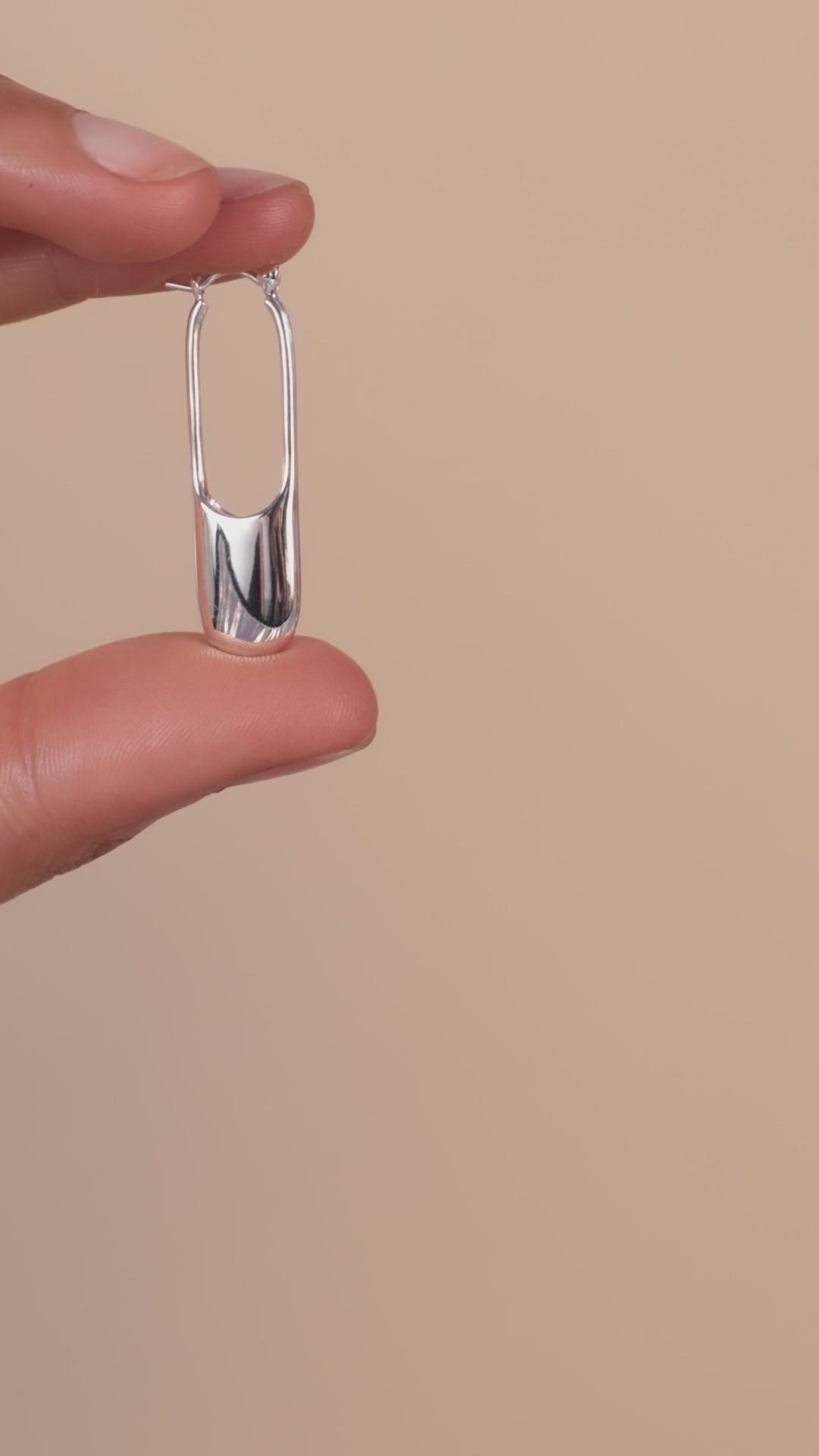 Vurchoo Jewellery Streamline Long Hoops Minimalist Silver Earrings