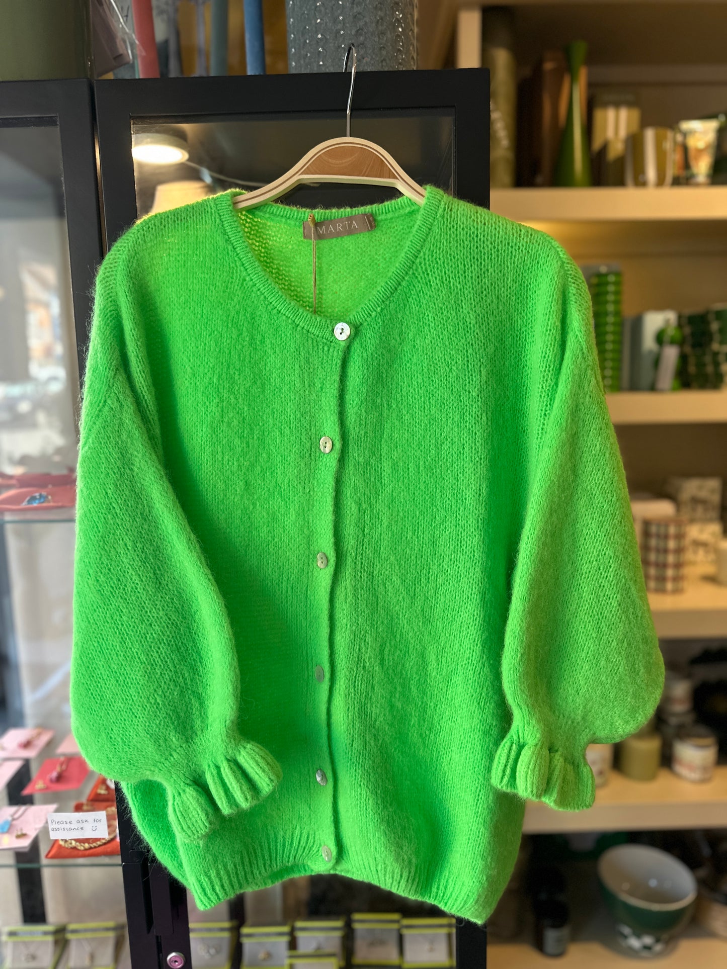 Marta Du Chateau Juliana Cardigan in Fluro Green