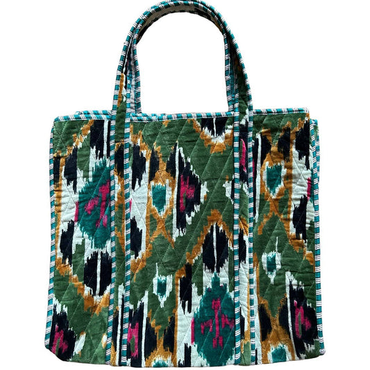 Sixton Odisha velvet tote bag in green - medium