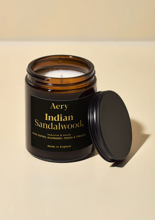 Aery Indian Sandalwood Scented 140g Jar Candle - Pepper, Raspberry & Tonka