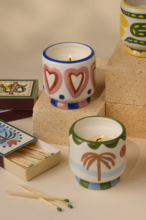 Adopo Hearts Ceramic Candle - Rosewood Vanilla