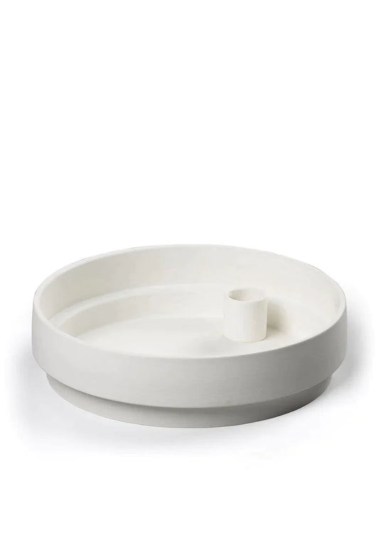 Aery White Large Orbital Step Candleholder