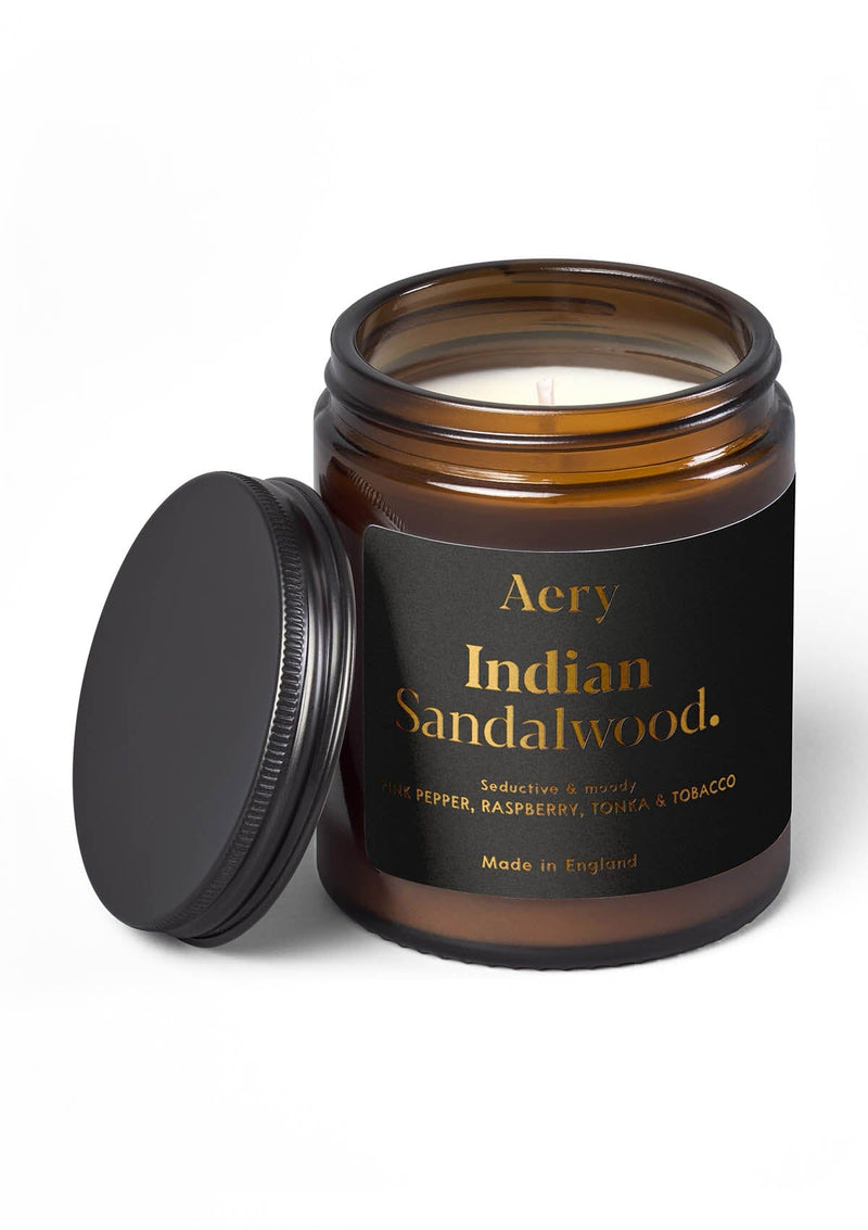 Aery Indian Sandalwood Scented 140g Jar Candle - Pepper, Raspberry & Tonka