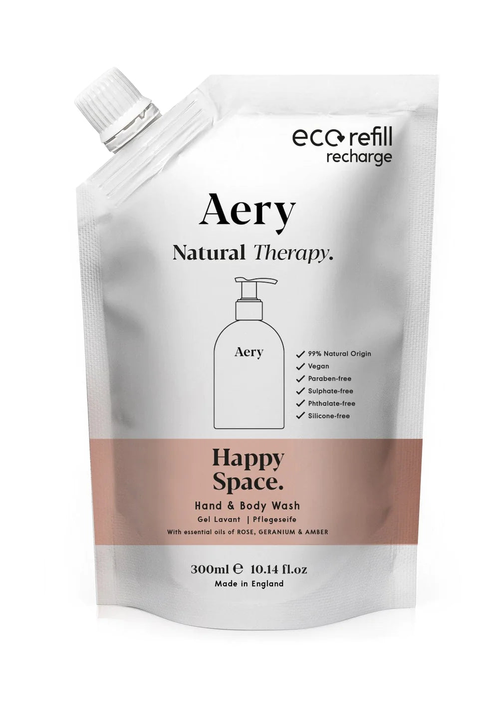 Aery Happy Space Hand & Body Wash Refill - Rose Geranium and Amber 