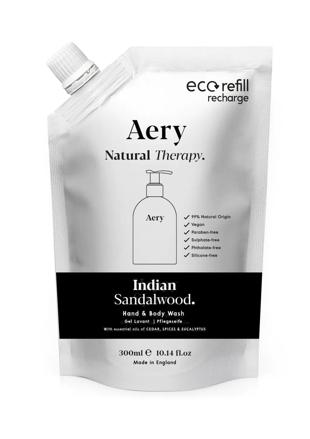 Aery Indian Sandalwood Hand & Body Wash Refill - Sandalwood Cedar and Tonka