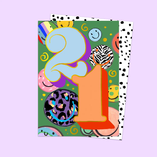 Age 21 Birthday Card by Eleanor Bowmer