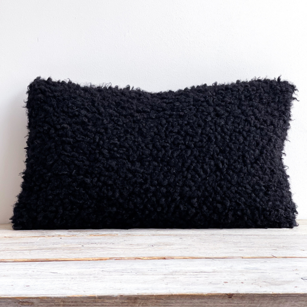 Black Faux Sheepskin Cushion 30 x 50