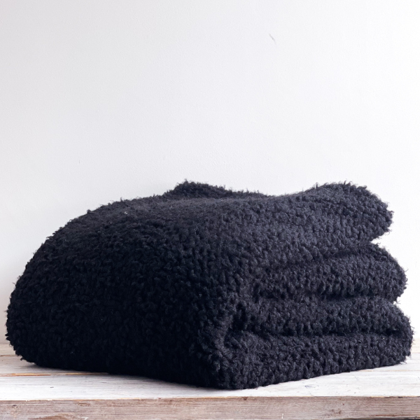 Lia Faux Sheepskin Throw Black