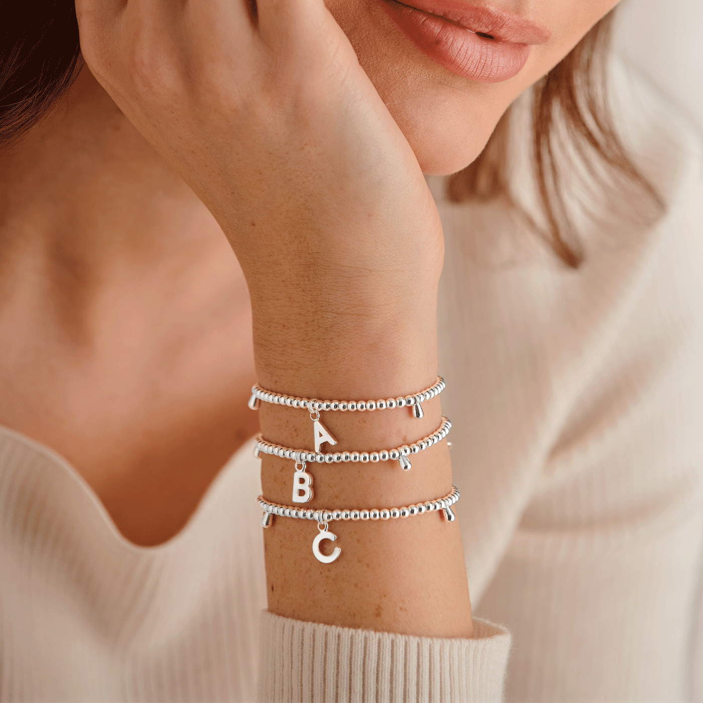 A Little Alphabet Bracelet in Silver Plating

