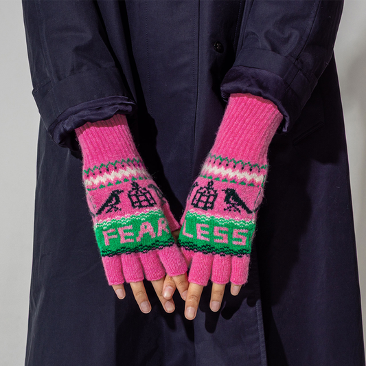 Black & Beech Fearless Fingerless Mittens in Bubblegum