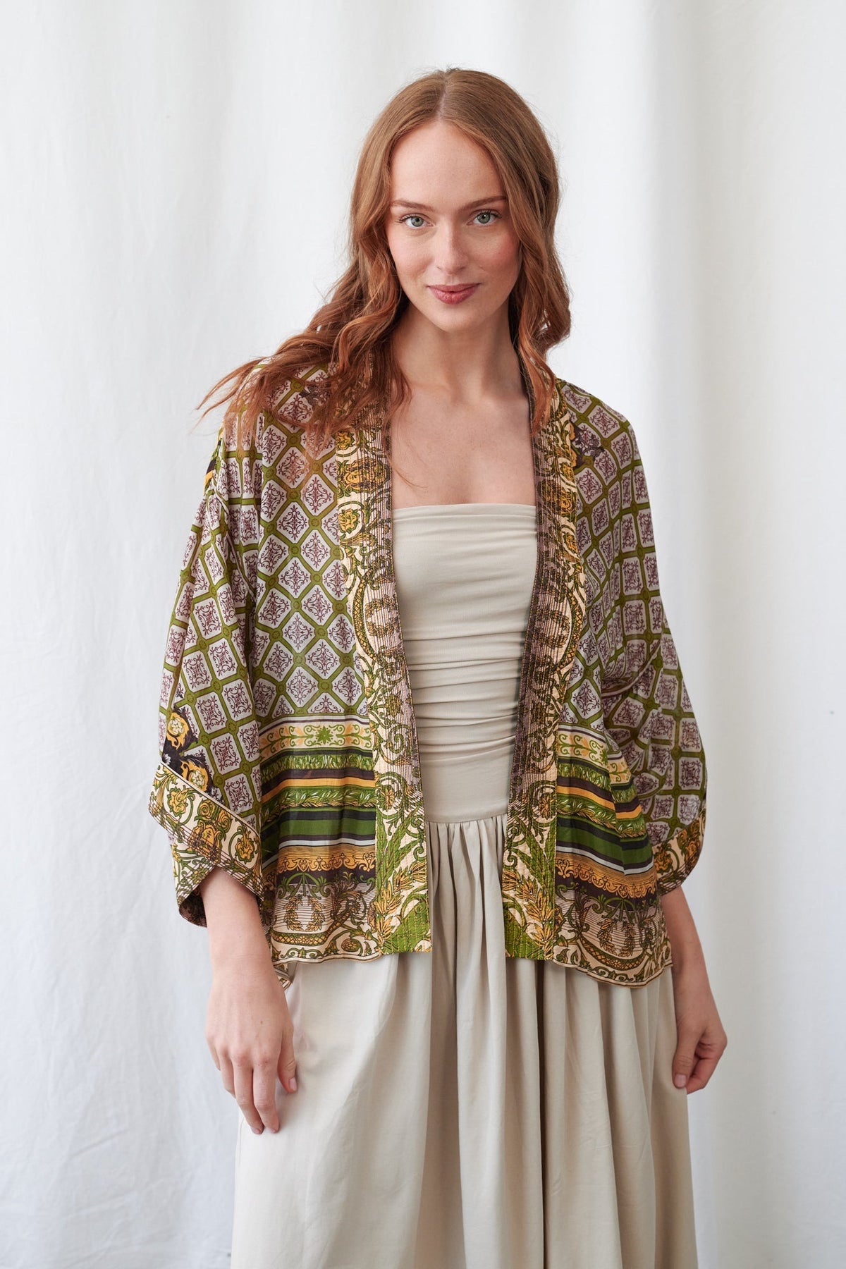 One Hundred Stars Amulet Green Kimono