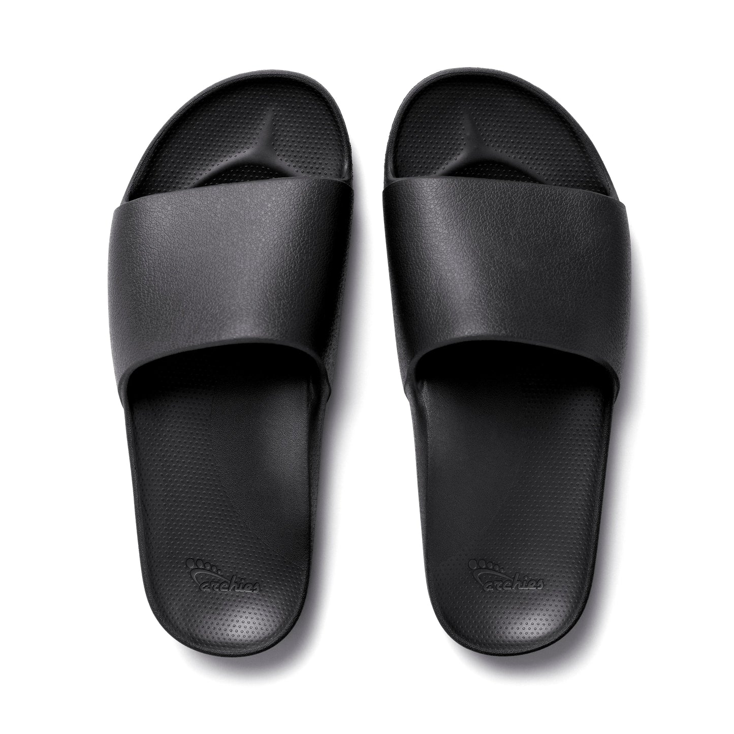Archies Black Arch Support Slides - Classic Black