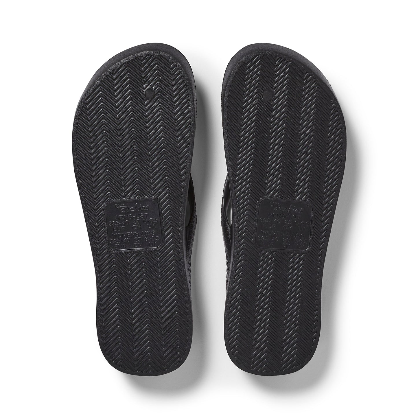 Archies Black Arch Support Flip Flops - Classic Black