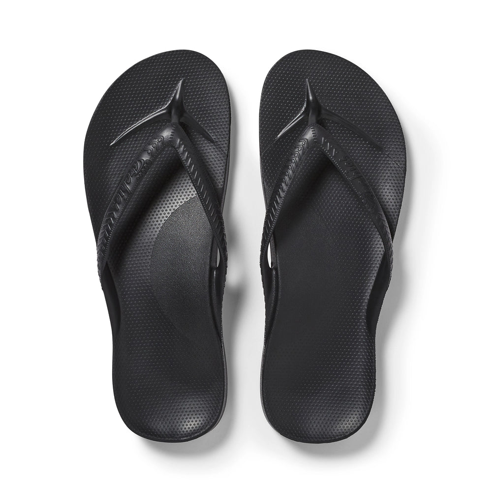 Archies Black Arch Support Flip Flops - Classic Black