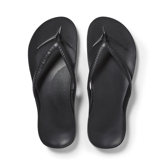 Archies Black Arch Support Flip Flops - Classic Black