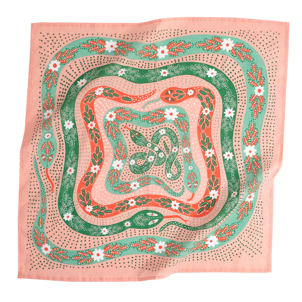 Handker Bandana No. 069 Snakes Pink Bandana