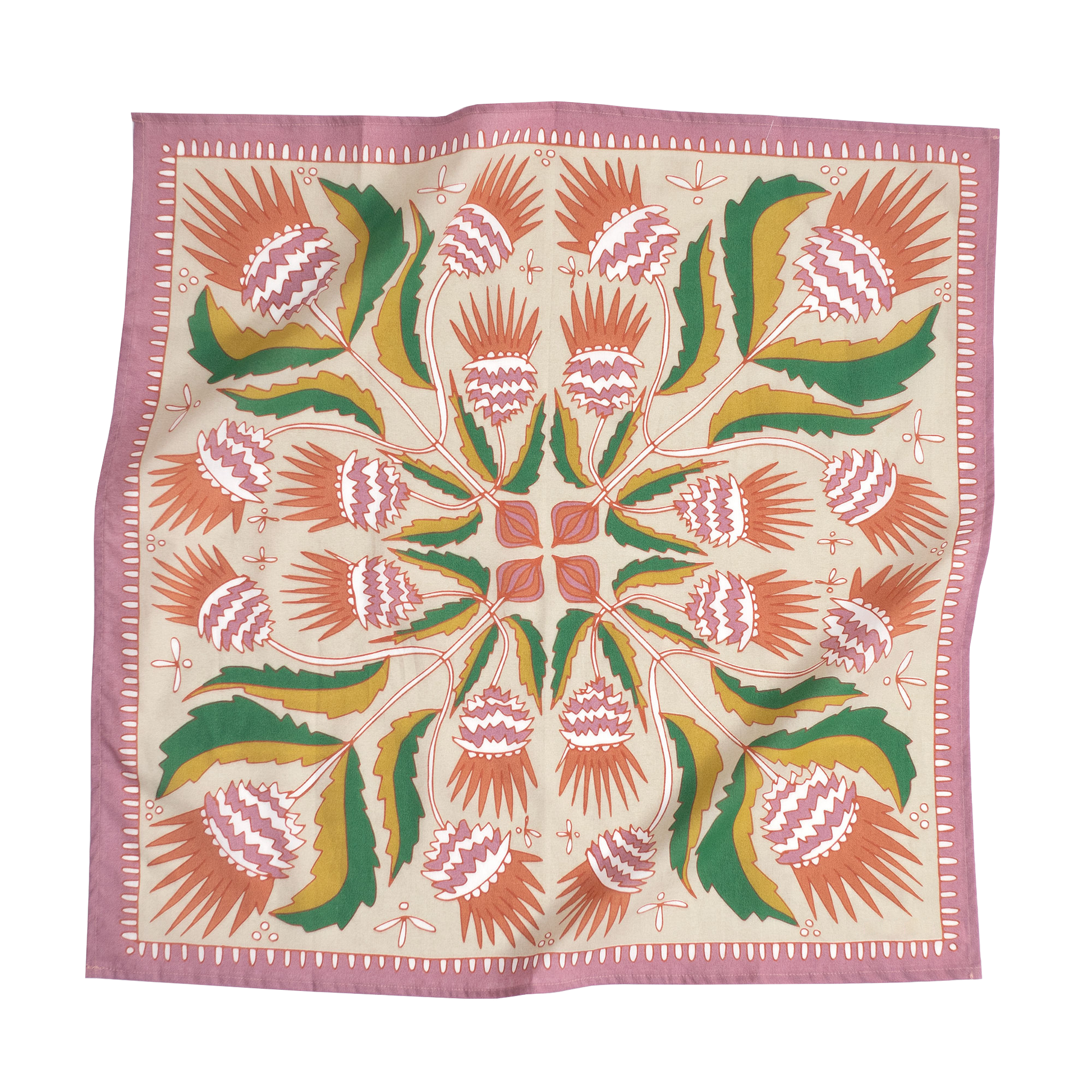 Handker Bandana No. 081 Martha Bandana in Pink with thistles print