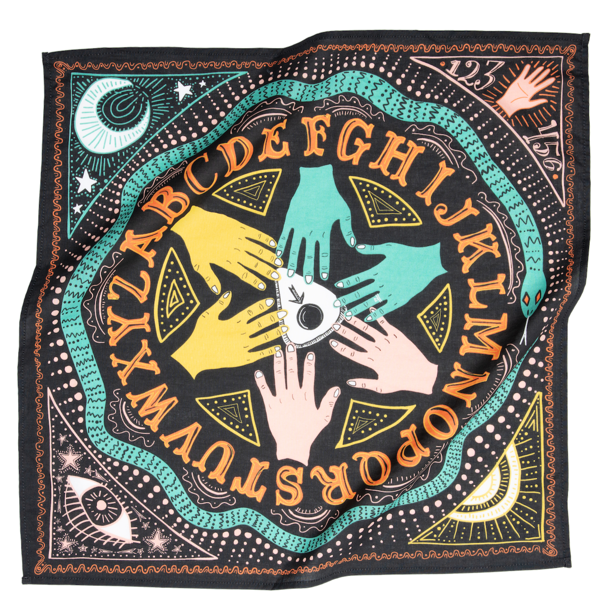 Handker Bandana No. 097 Rowena Bandana all hands around the Ouija board