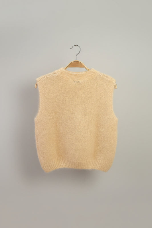 Florence Fluffy Mohair Knit Tank Top in Peach