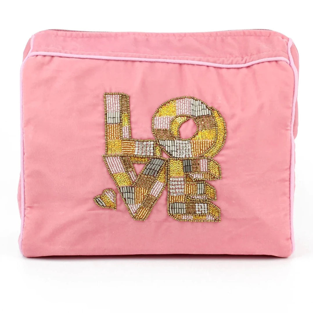 My Doris Gold Love Letter Pink Wash Bag