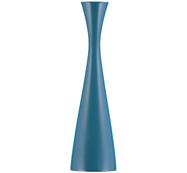 Tall Petrol Blue Wooden Candle Holder 25cm 
