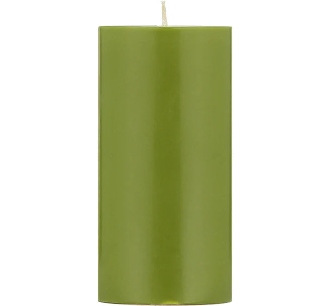 Olive Eco Pillar Candle, 15cm