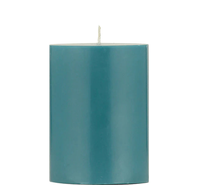 Petrol Blue Pillar Candle, 10cm