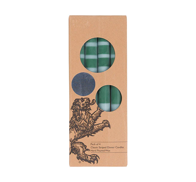 NEW! Striped Guardsman, Bokhara & Moonstone Eco Dinner Candles, 4 Pack